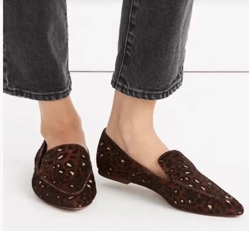 Madewell Frances Skimmer Loafer Women's Size 6.5 Brown Mini Leopard Print Flats